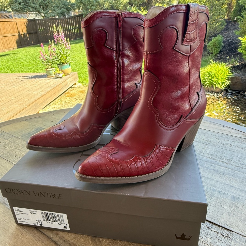 Banana Republic Red Heeled Boots Western Style